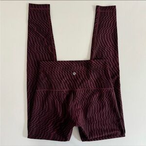 lululemon wunder under high rise maroon printed leggings